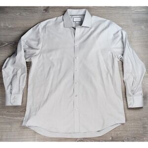 Charles Tyrwhitt Men's Classic Fit Non-Iron Dress Shirt 17.5 36 Gray Check Puppy